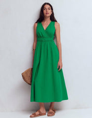 Lorna Trim Double Cloth Dress-Rich Emerald / Boden Outlet