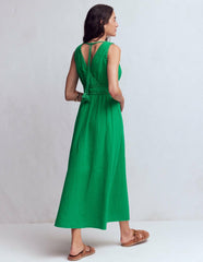 Lorna Trim Double Cloth Dress-Rich Emerald / Boden Outlet