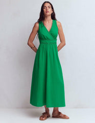 Lorna Trim Double Cloth Dress-Rich Emerald / Boden Outlet