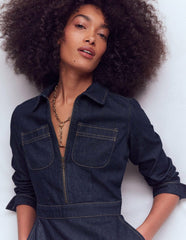 Flippy Denim Shirt Dress-Indigo Denim / Boden Discount