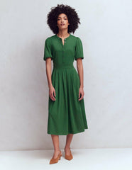 Amber Pleat Jersey Midi Dress-Hunter Green / Boden Discount