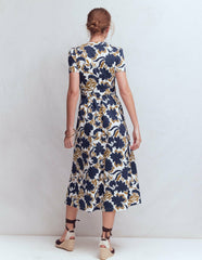 Naomi Jersey Midi Dress-French Navy, Shadow Blossom / Boden On sale