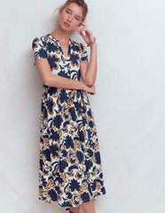 Naomi Jersey Midi Dress-French Navy, Shadow Blossom / Boden On sale