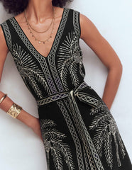 V Neck Jacquard Dress-Palm Jacquard / Boden On sale