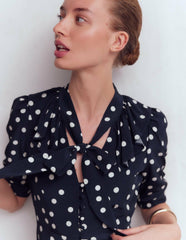 Ruffle Collar Midi Dress-French Navy Painted Spaced Dot / Boden Discount