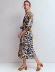 Octavia Cotton Dress-Navy Euphoric Gardens / Boden