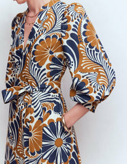 Octavia Cotton Dress-Navy Euphoric Gardens / Boden