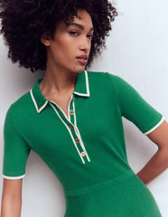 Collared Knitted Midi Dress-Fresh Green / Boden Outlet