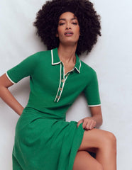Collared Knitted Midi Dress-Fresh Green / Boden Outlet