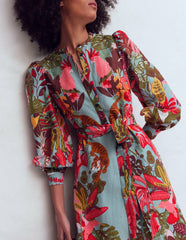 Ava Linen Blend Midi Dress-Blue Tropical Safari Placement / Boden us
