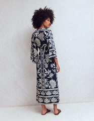 Nell Kimono Midi Jersey Dress-Navy, Elegant Blossom / Boden