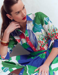 Alexa Cotton Midi Shirt Dress-Multi Abstract Valley / Boden Sale