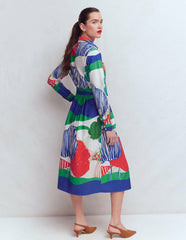 Alexa Cotton Midi Shirt Dress-Multi Abstract Valley / Boden Sale