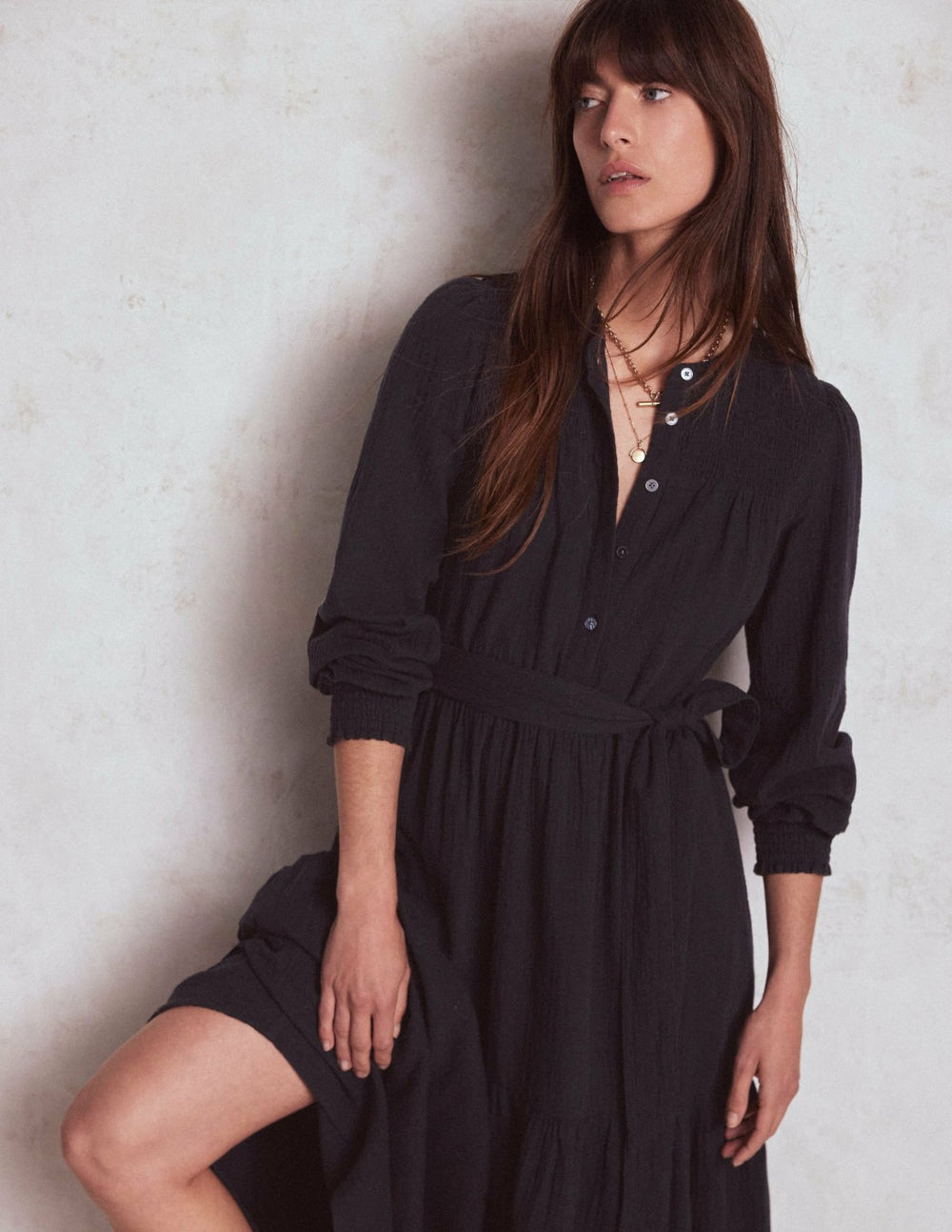 Cecily Double Cloth Midi Dress-Midnight Blue / Boden Sale
