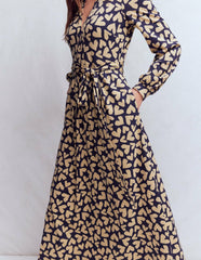 Naomi Long Sleeve Jersey Dress-French Navy, Heart Scatter / Boden Outlet
