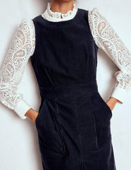Ula Box Pleat Cord Midi Dress-Midnight Blue / Boden On sale