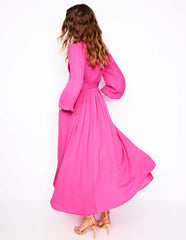 Pleat Detail Blouson Dress-Cosmos Pink / Boden Outlet