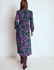 Natalia Long Sleeve Tea Dress-Emerald Night, Elaborate Vine / Boden Discount