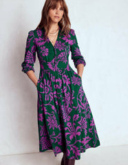 Natalia Long Sleeve Tea Dress-Emerald Night, Elaborate Vine / Boden Discount