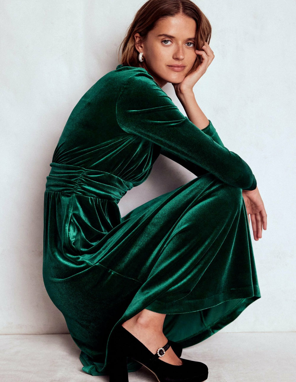 Tilda Velvet Midi Dress-Botanical Garden / Boden Online