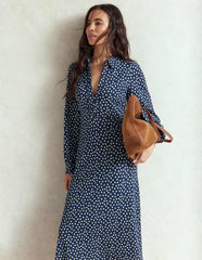 Pip Zip-Up Ponte Midi Dress-French Navy, Painted Dot / Boden Discount