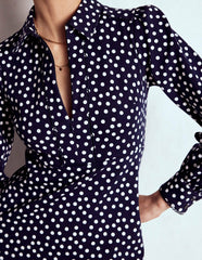 Pip Zip-Up Ponte Midi Dress-French Navy, Painted Dot / Boden Discount