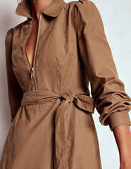 Adelaide Zip Cord Midi Dress-Latte / Boden Sale