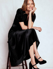Kate Velvet Shirt Dress-Black / Boden Online