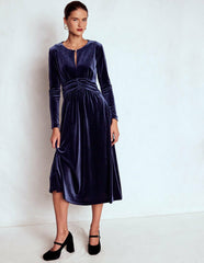 Tilda Velvet Midi Dress-Navy / Boden us