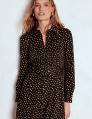 Anita Long Sleeve Shirt Dress-Black, Painted Dot / Boden Online