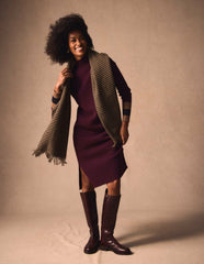 Merino Knitted Dress-Dark Cherry, Brown Stripe / Boden us