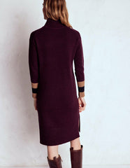 Merino Knitted Dress-Dark Cherry, Brown Stripe / Boden us
