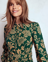 Adelaide Zip Cord Midi Dress-Emerald Night, Elaborate Vine / Boden Sale