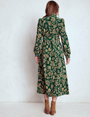 Adelaide Zip Cord Midi Dress-Emerald Night, Elaborate Vine / Boden Sale