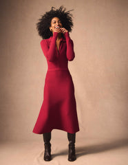 Fiona Zip Front Knitted Dress-Ruby Red / Boden us