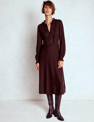 Winifred Frilled Knitted Dress-Coffee Bean / Boden us