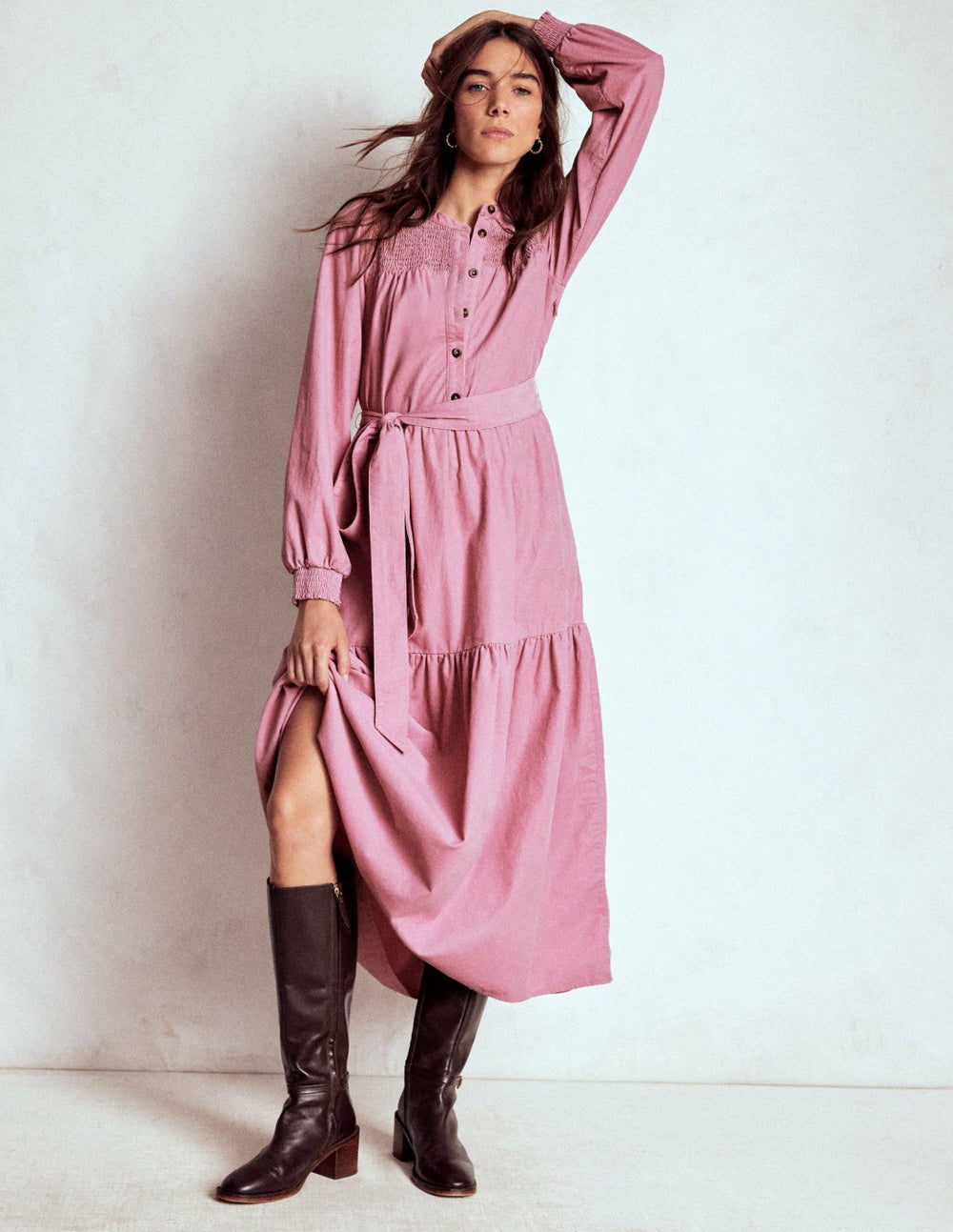 Cecily Cord Midi Dress-Pink Haze / Boden Sale