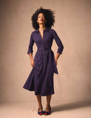 Marcia Jersey Shirt Dress-French Navy, Painted Dot / Boden Online