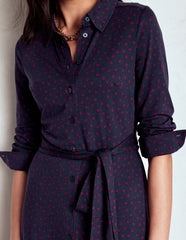 Marcia Jersey Shirt Dress-French Navy, Painted Dot / Boden Online
