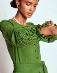 Pippa Broderie Jersey Dress-Promenade Green / Boden On sale