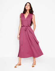 Aria Broderie Trim Midi Dress-Plum Purple / Boden Online