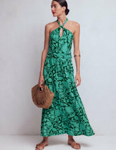 Sydney Twist Neck Jersey Dress-Green, Flourishing Meadow / Boden Discount