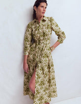 Ellie Cotton Maxi Shirt Dress-Green Decorative Lattice / Boden On sale