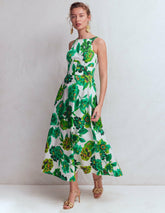 Silvia Boned Bodice Maxi Dress-Green Opulent Blossom / Boden Sale