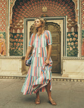 Multi Tiered Maxi Dress-Multi Clipped Stripe / Boden Outlet