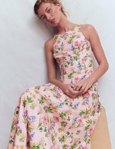 Silvia Boned Bodice Maxi Dress-French Pink, Delicate Blossom / Boden
