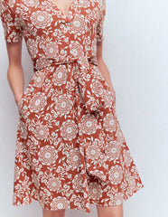 Daisy Flippy Jersey Dress-Brown, Decorative Blossom / Boden Online