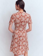 Daisy Flippy Jersey Dress-Brown, Decorative Blossom / Boden Online
