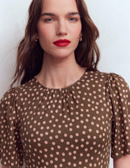 Louisa Short Jersey Dress-Raw Umber, Painted Dot / Boden Outlet