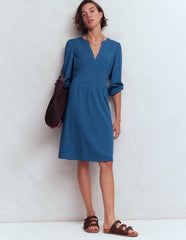 Cathy Notch Neck Jersey Dress-Tourmaline Blue / Boden Discount